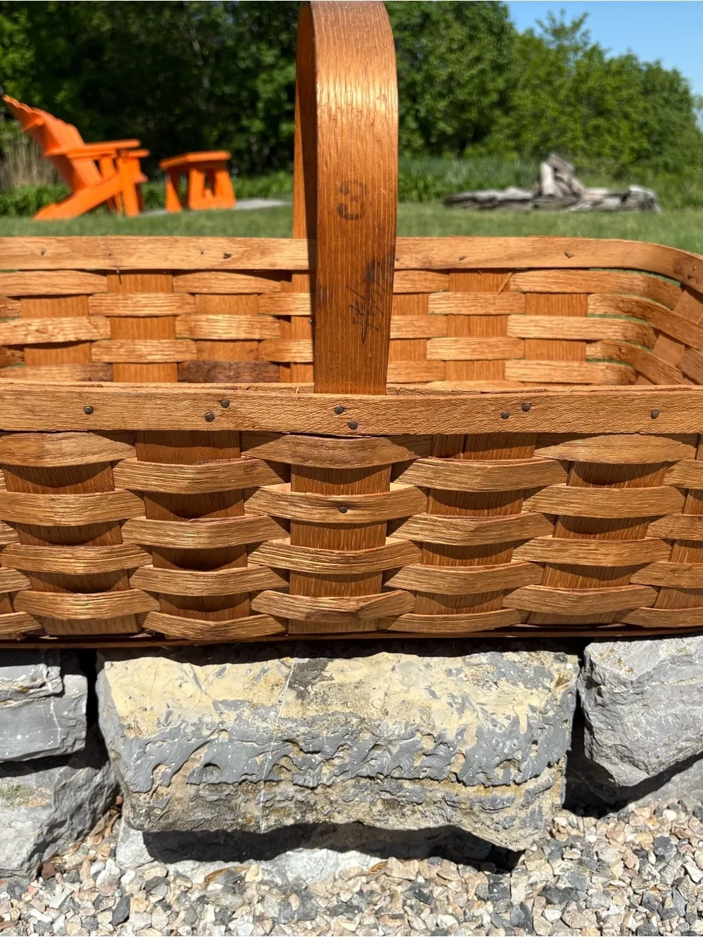 Classic Vintage Woven Wood Basket in Natural Brown